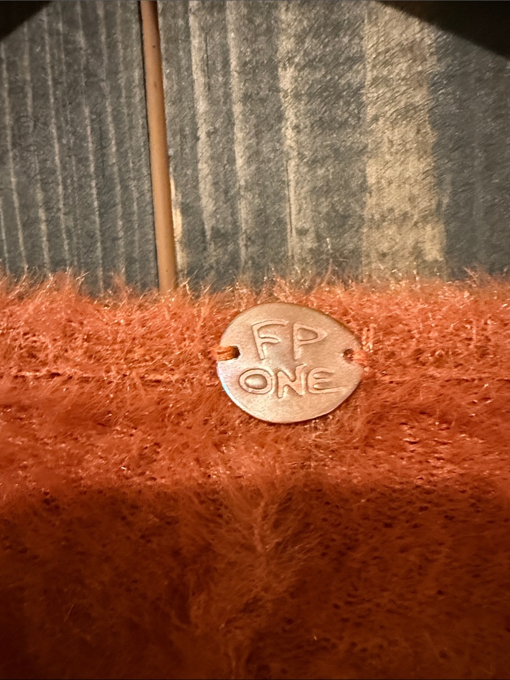 Button-Front Fuzzy Cardigan Sweater - Rust - Picture 2 of 5